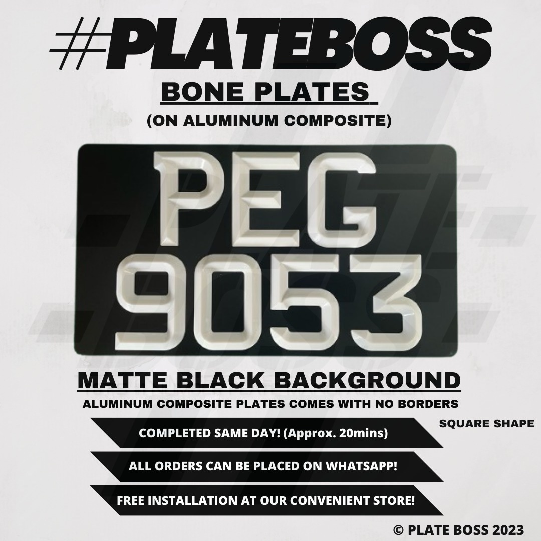 Matte Black Background (Regular Bone Plates on Aluminum Composite) - PAIR