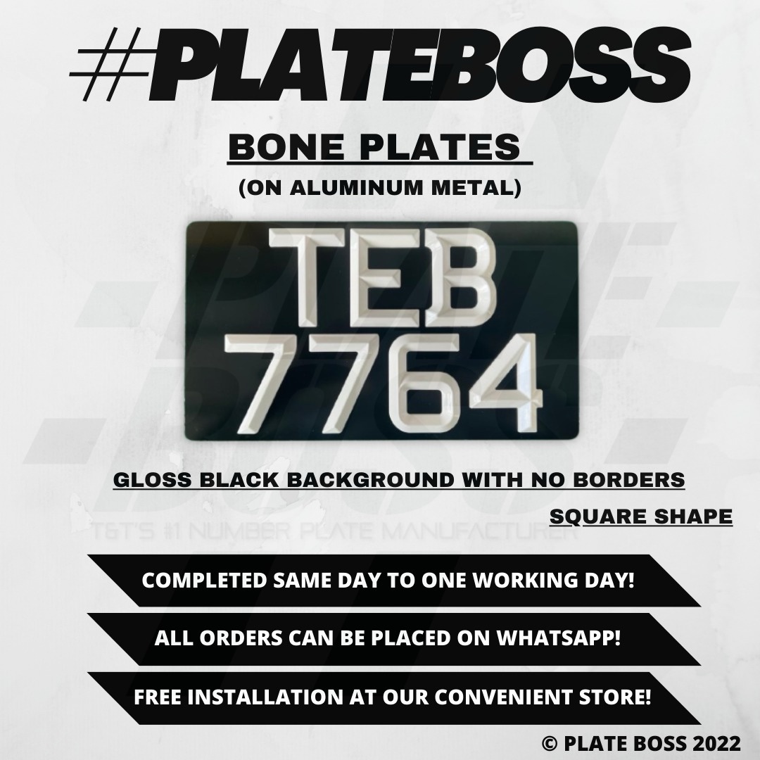 Black Background with No Borders (Regular Bone Plate on Aluminum Metal) - PAIR