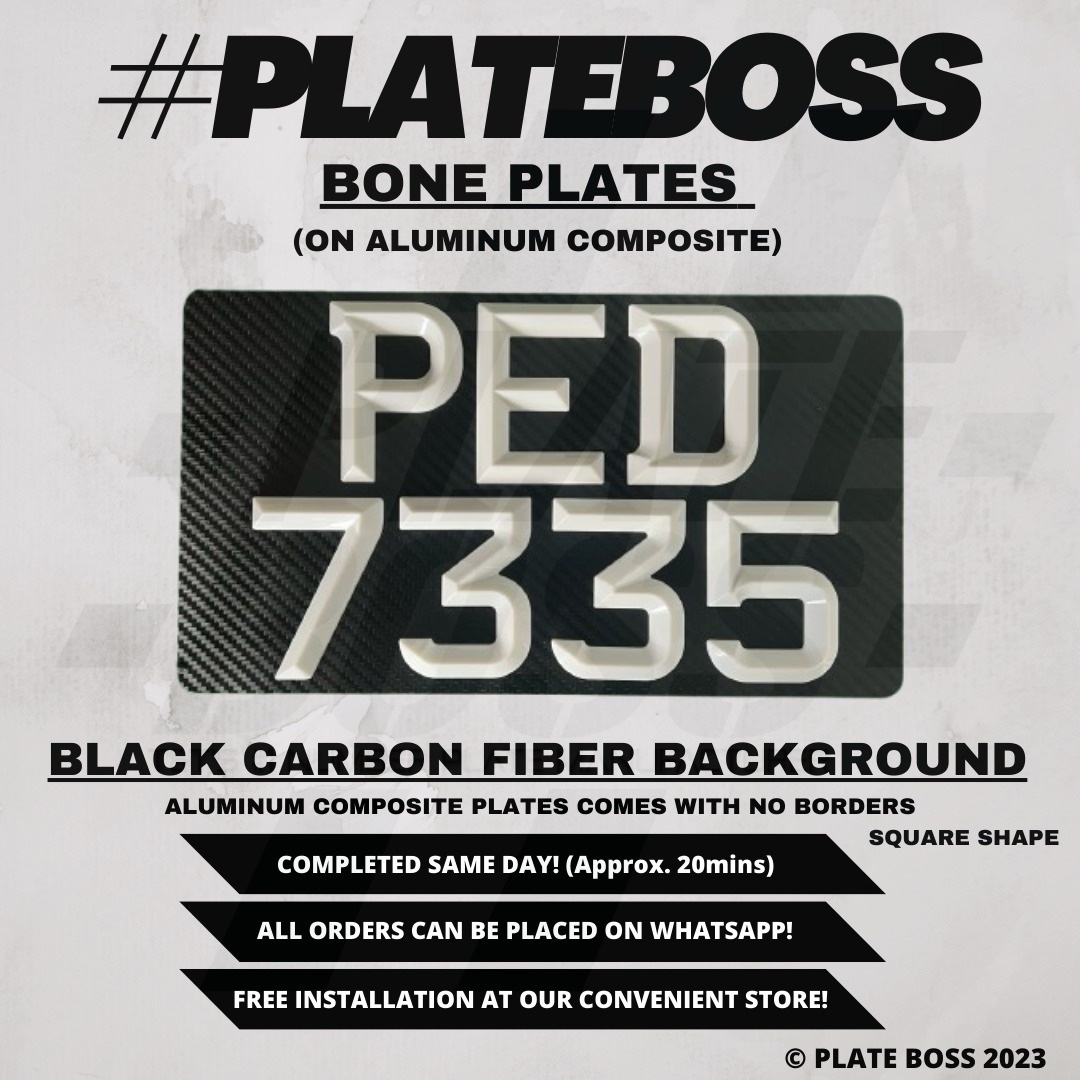 Black Carbon Fiber Background (Regular Bone Plates on Aluminum Composite) - PAIR