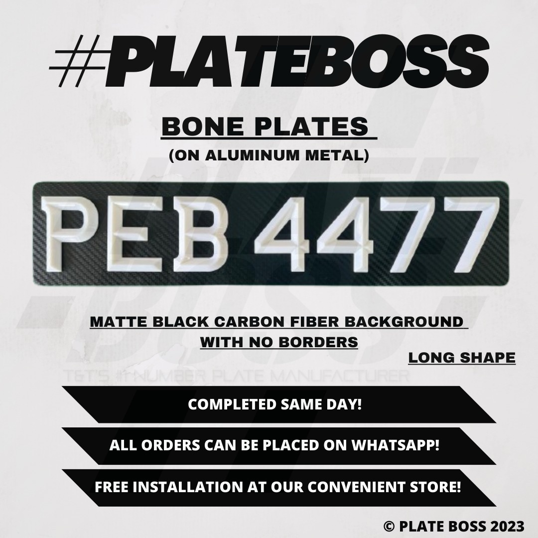 Black Carbon Fiber Background No Borders (Regular Bone Plate on Aluminum Metal) - PAIR