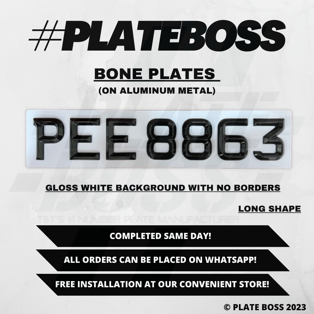 Gloss White Background with No Borders (Regular Bone Plate on Aluminum Metal) - PAIR