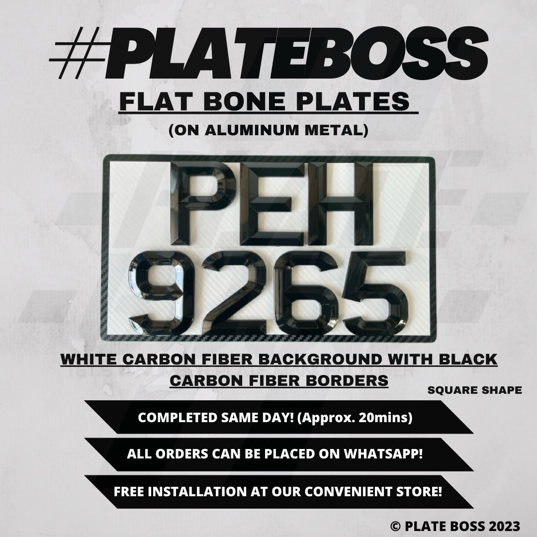 White Carbon Fiber Background with Black Carbon Fiber Borders (Flat Bone on Aluminum Metal) - PAIR