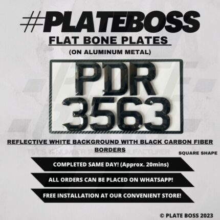 Reflective White Background with Black Carbon Fiber Borders